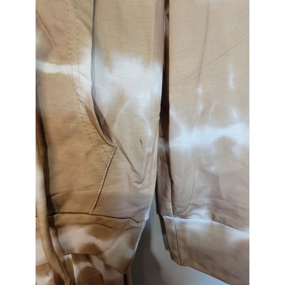 Women's Two Piece Jogger Pant Hoodie Set Tie Dye Beige Size Small New - Picture 2 of 11